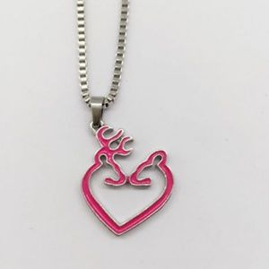 💓 🦌 Heart Browning Deer Couple Charm Necklace